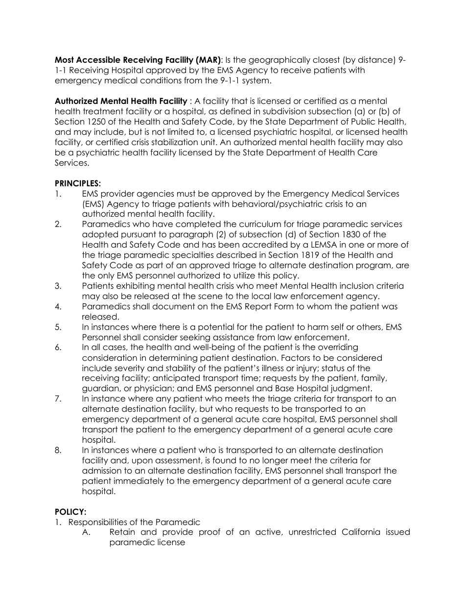 Triage to Alternate Destination Toolkit Appendix - California, Page 18
