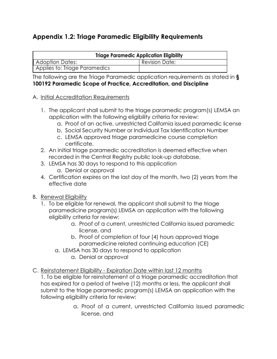 Triage to Alternate Destination Toolkit Appendix - California, Page 2