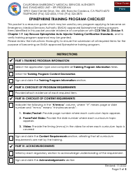 Epinephrine Training Program Checklist - California