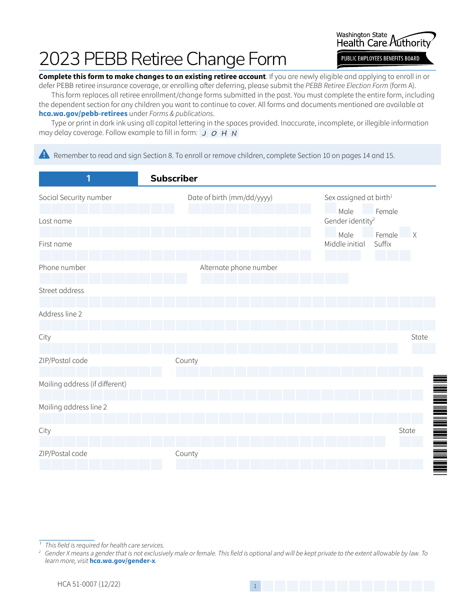 Form HCA510007 2023 Fill Out, Sign Online and Download Fillable