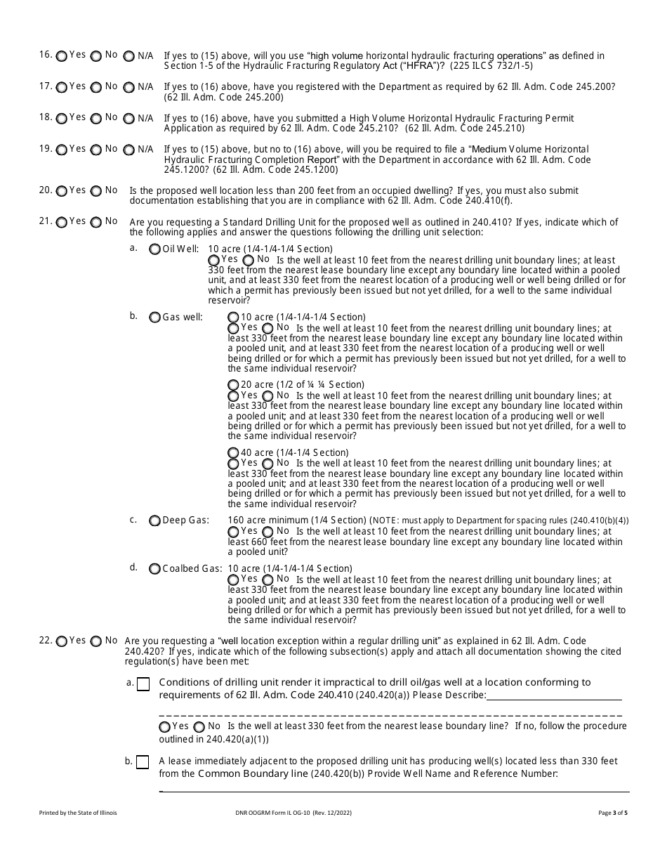 Form OG-10 Permit Application to Drill, Deepen, or Convert a Well - Illinois, Page 3