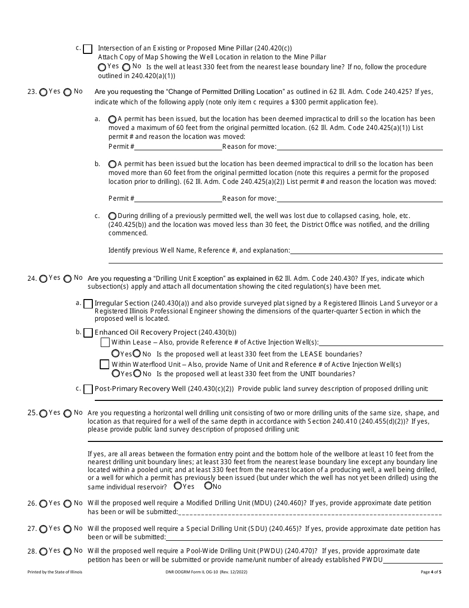Form OG-10 Permit Application to Drill, Deepen, or Convert a Well - Illinois, Page 4