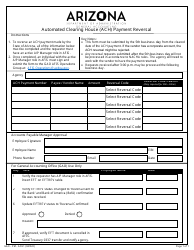 Document preview: Form GAO-PM-ACH1 Automated Clearing House (ACH) Payment Reversal - Arizona