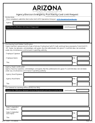 Document preview: Form GAO-COOP-101 Agency/Division Emergency Purchasing Card Limit Request - Arizona