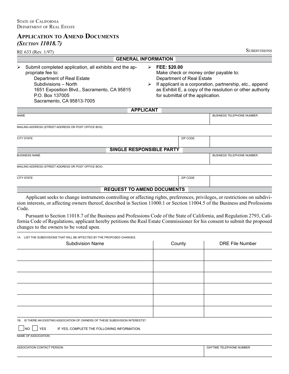 Form RE633 - Fill Out, Sign Online and Download Fillable PDF ...