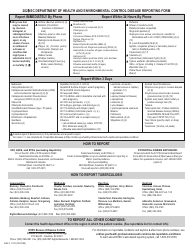 DHEC Form 1129 Disease Reporting Form - South Carolina, Page 2