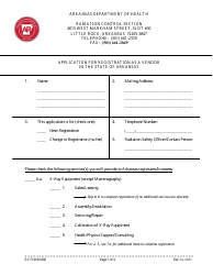 RC Form 800 Application for Registration as a Vendor in the State of Arkansas - Arkansas