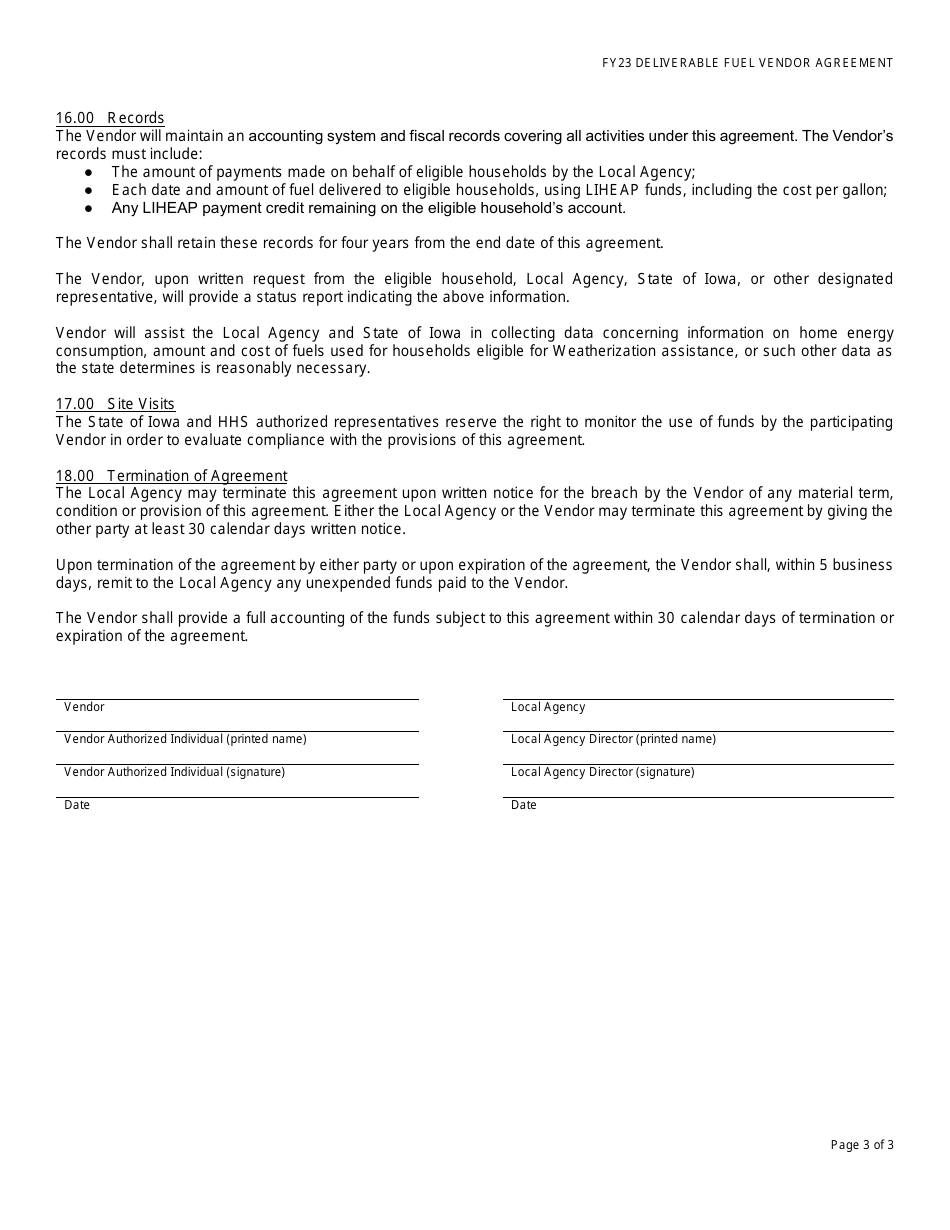 Deliverable Fuel Vendor Agreement - Low-Income Home Energy Assistance Program - Iowa, Page 3