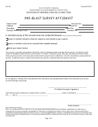 Document preview: Form EB-39C Pre-blast Survey Affidavit - West Virginia