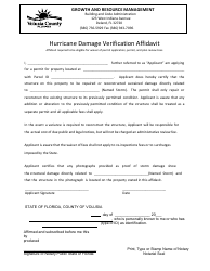 Document preview: Hurricane Damage Verification Affidavit - Volusia County, Florida
