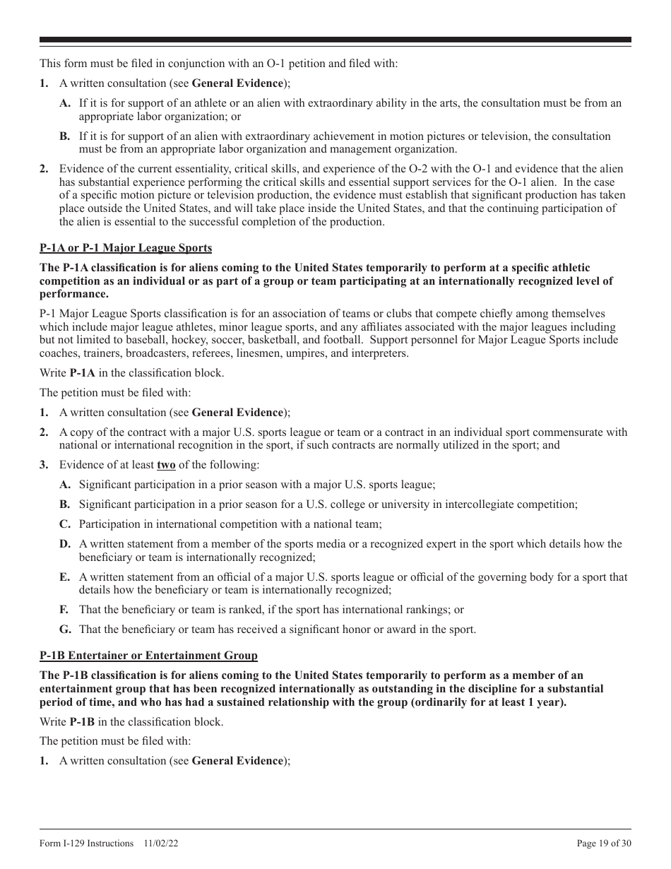 Instructions for USCIS Form I-129 Petition for a Nonimmigrant Worker, Page 19