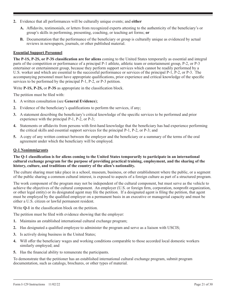Instructions for USCIS Form I-129 Petition for a Nonimmigrant Worker, Page 21