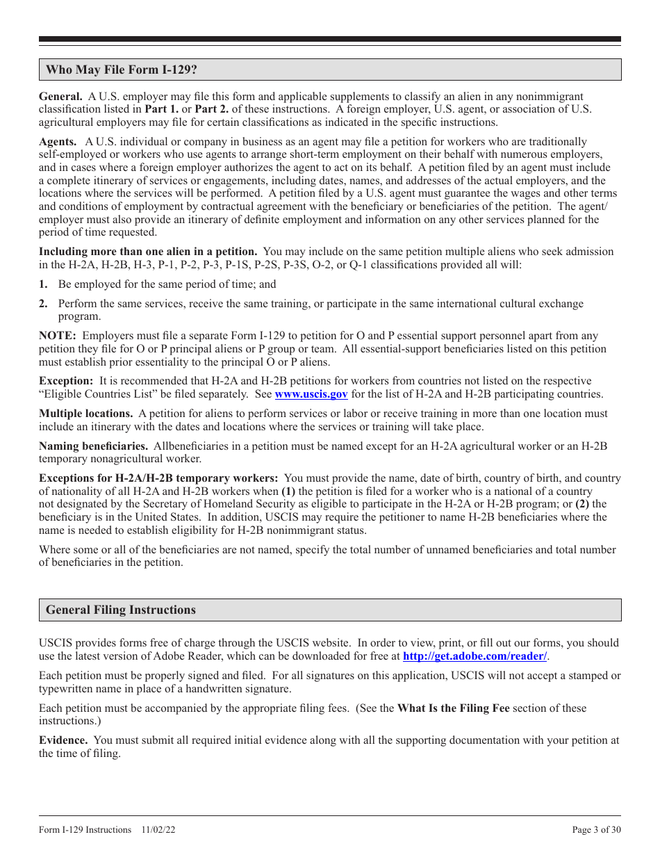Instructions for USCIS Form I-129 Petition for a Nonimmigrant Worker, Page 3