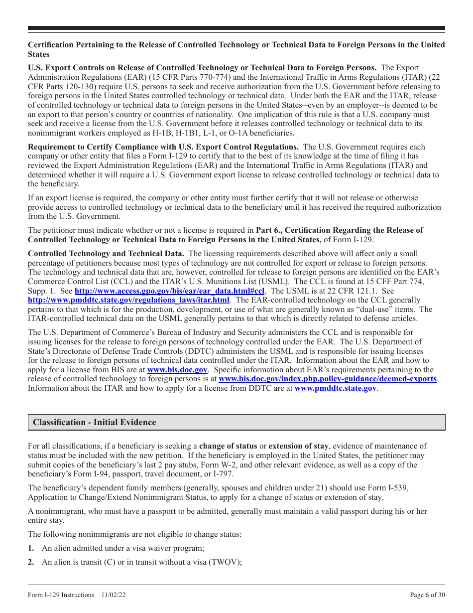 Instructions for USCIS Form I-129 Petition for a Nonimmigrant Worker, Page 6