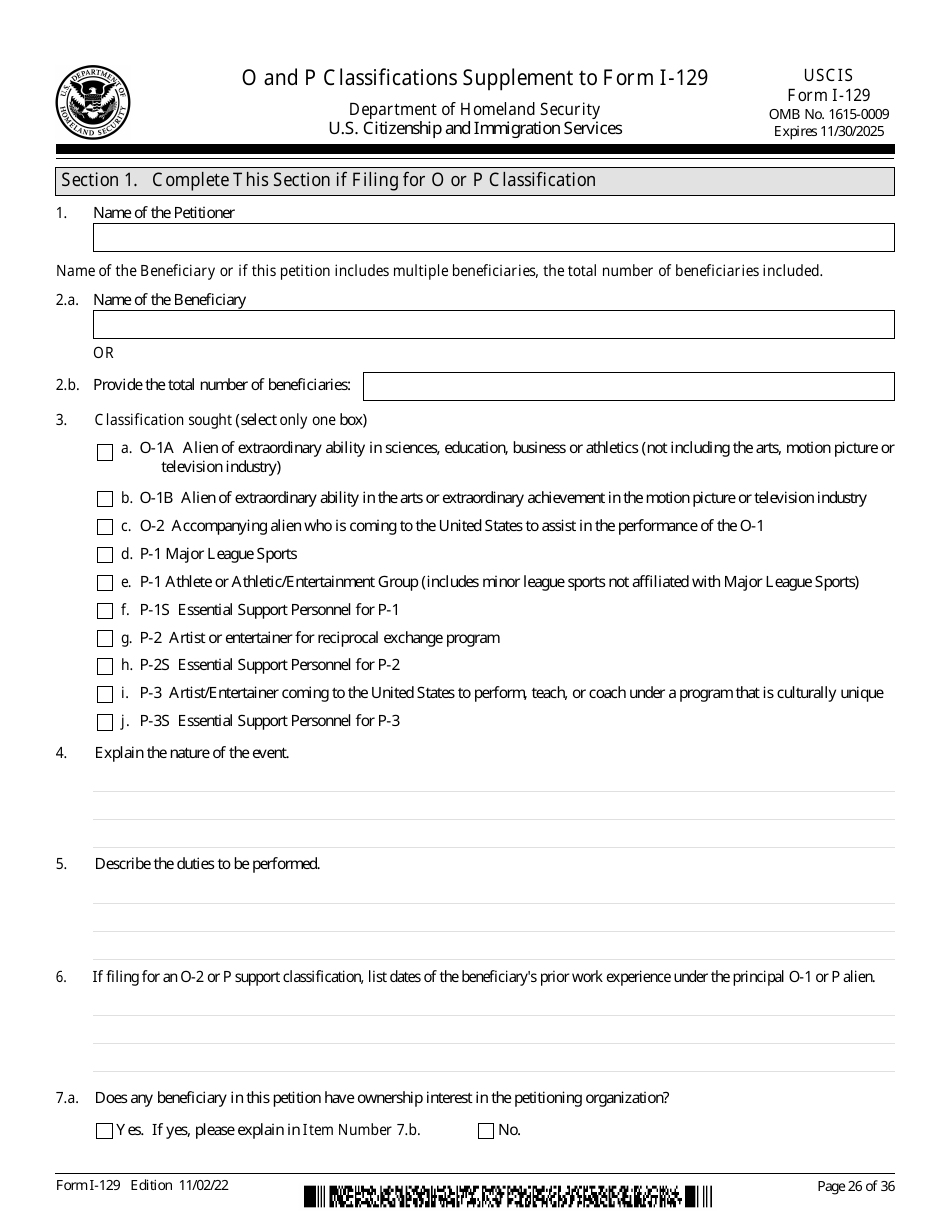 USCIS Form I-129 Petition for a Nonimmigrant Worker, Page 26