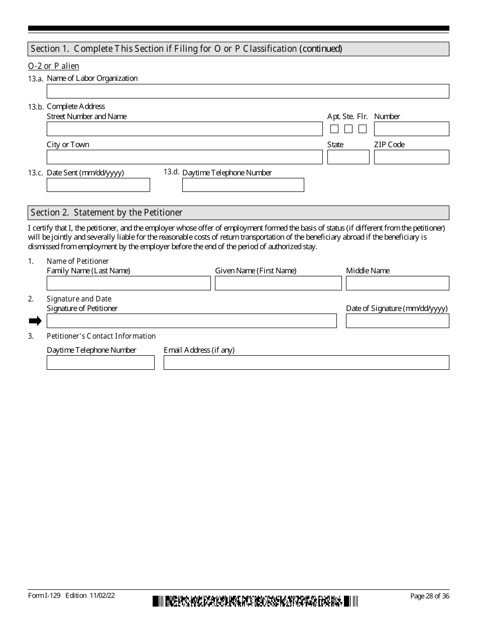 USCIS Form I-129 Download Fillable PDF Or Fill Online Petition For A ...