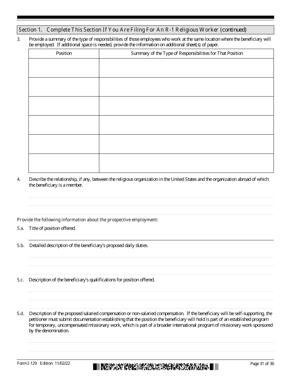 USCIS Form I-129 Petition for a Nonimmigrant Worker, Page 31