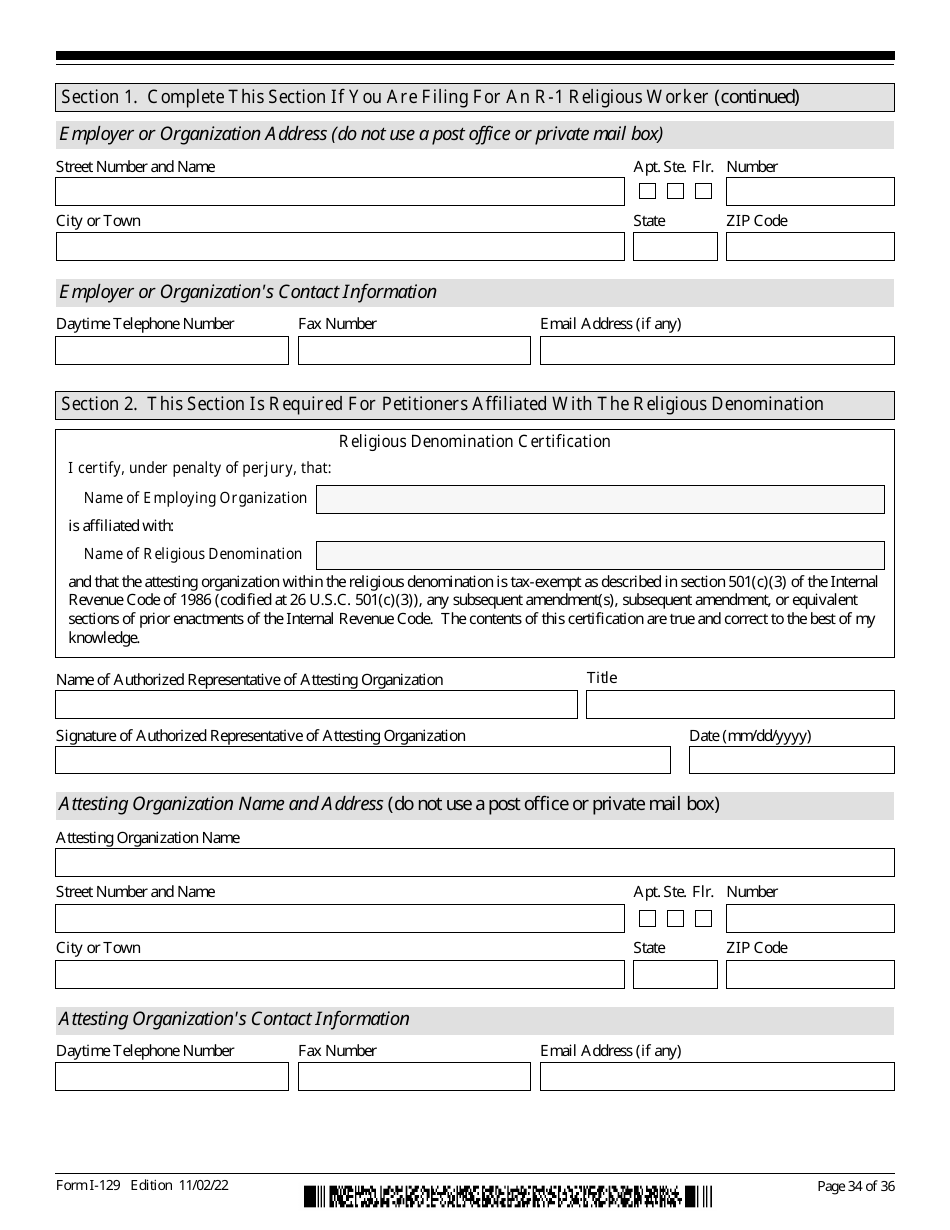 USCIS Form I-129 Petition for a Nonimmigrant Worker, Page 34