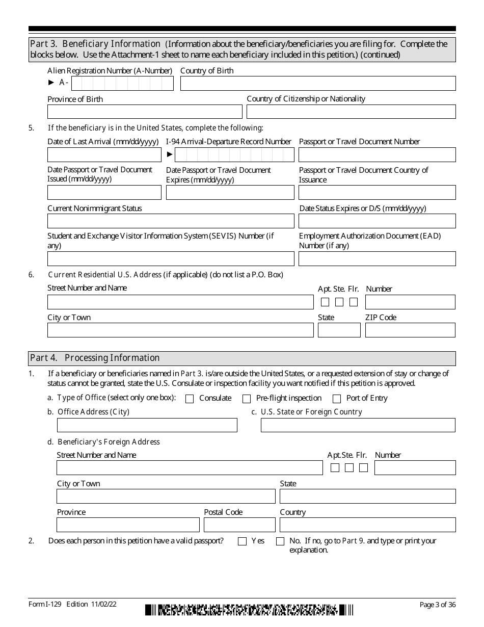 USCIS Form I-129 Download Fillable PDF Or Fill Online Petition For A ...