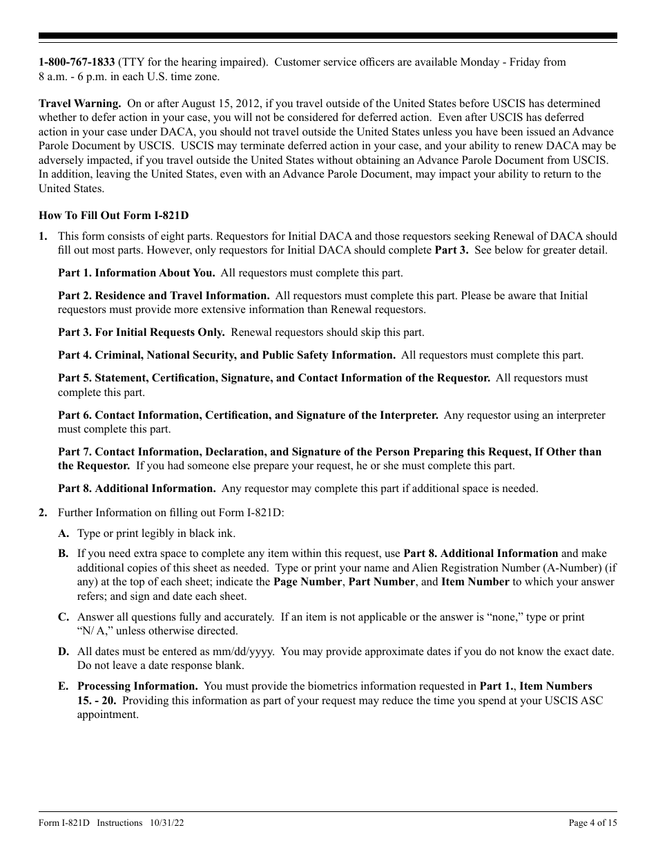 Download Instructions for USCIS Form I-821D Consideration of Deferred ...