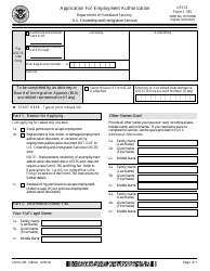 Document preview: USCIS Form I-765 Application for Employment Authorization