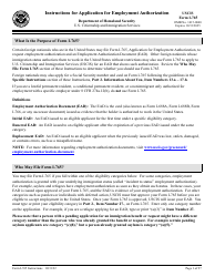 Document preview: Instructions for USCIS Form I-765 Application for Employment Authorization