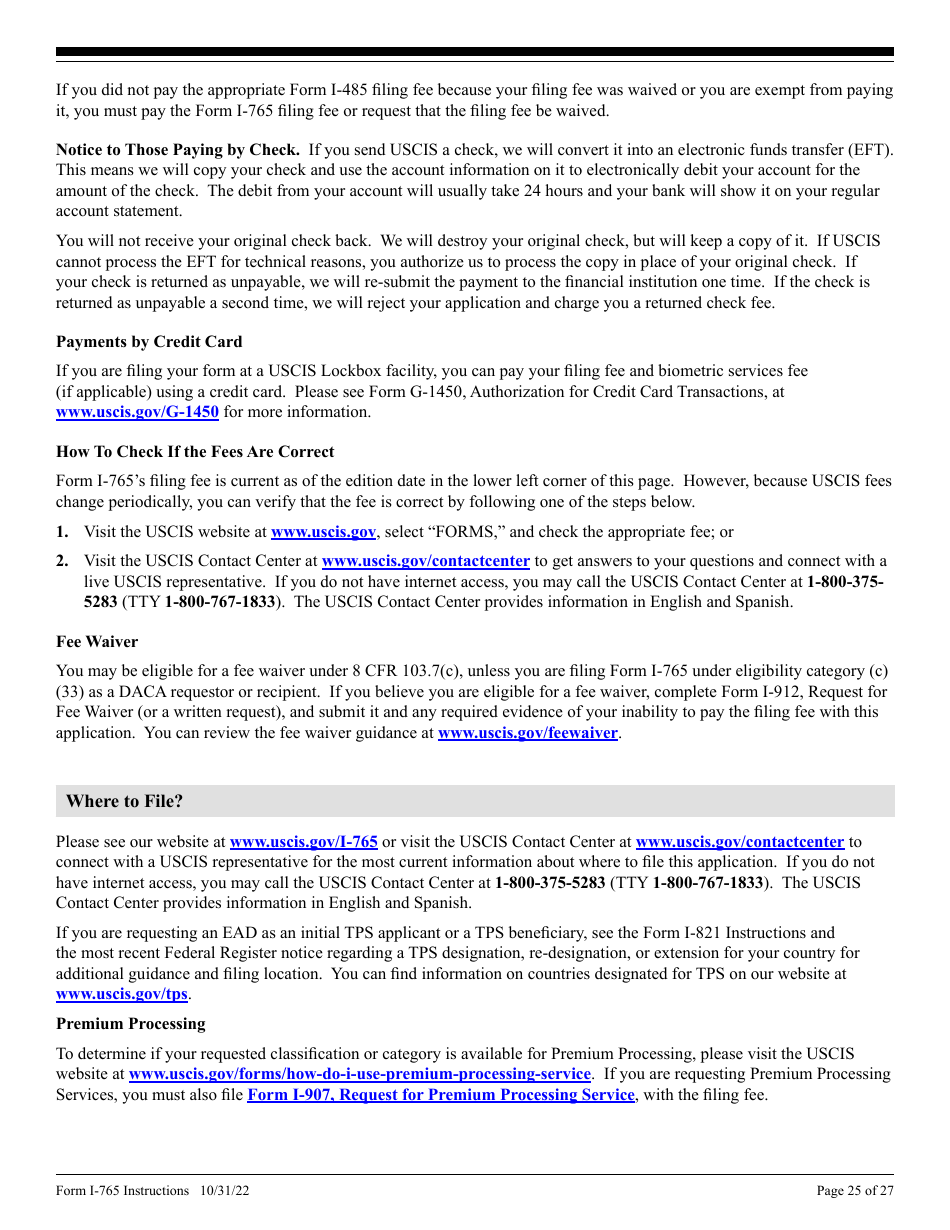 Instructions for USCIS Form I-765 Application for Employment Authorization, Page 25