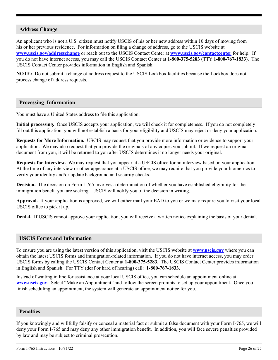 Instructions for USCIS Form I-765 Application for Employment Authorization, Page 26
