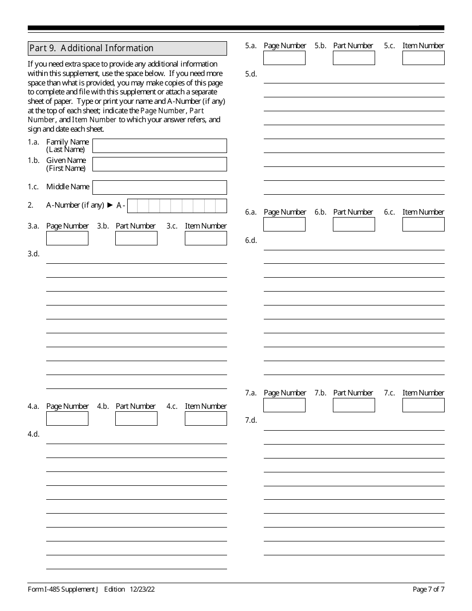 USCIS Form I-485 Supplement J Confirmation of Bona Fide Job Offer or Request for Job Portability Under Ina Section 204(J), Page 7