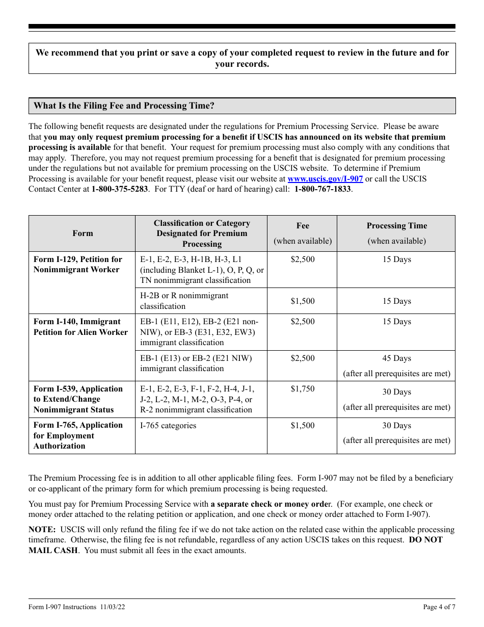 Download Instructions for USCIS Form I-907 Request for Premium ...