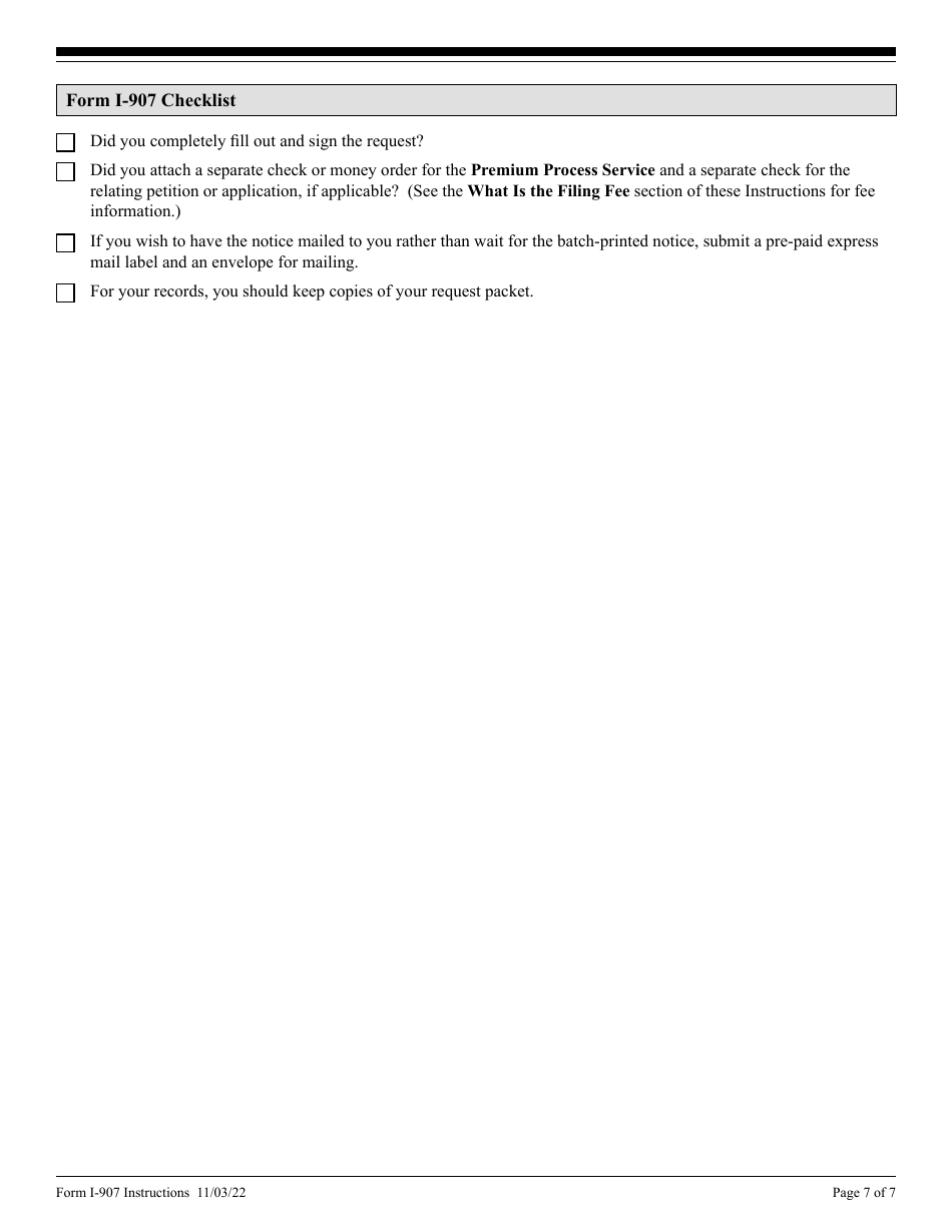 Instructions for USCIS Form I-907 Request for Premium Processing Service, Page 7