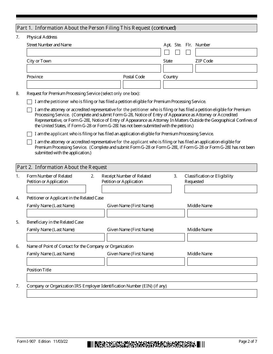 USCIS Form I-907 Download Fillable PDF or Fill Online Request for ...