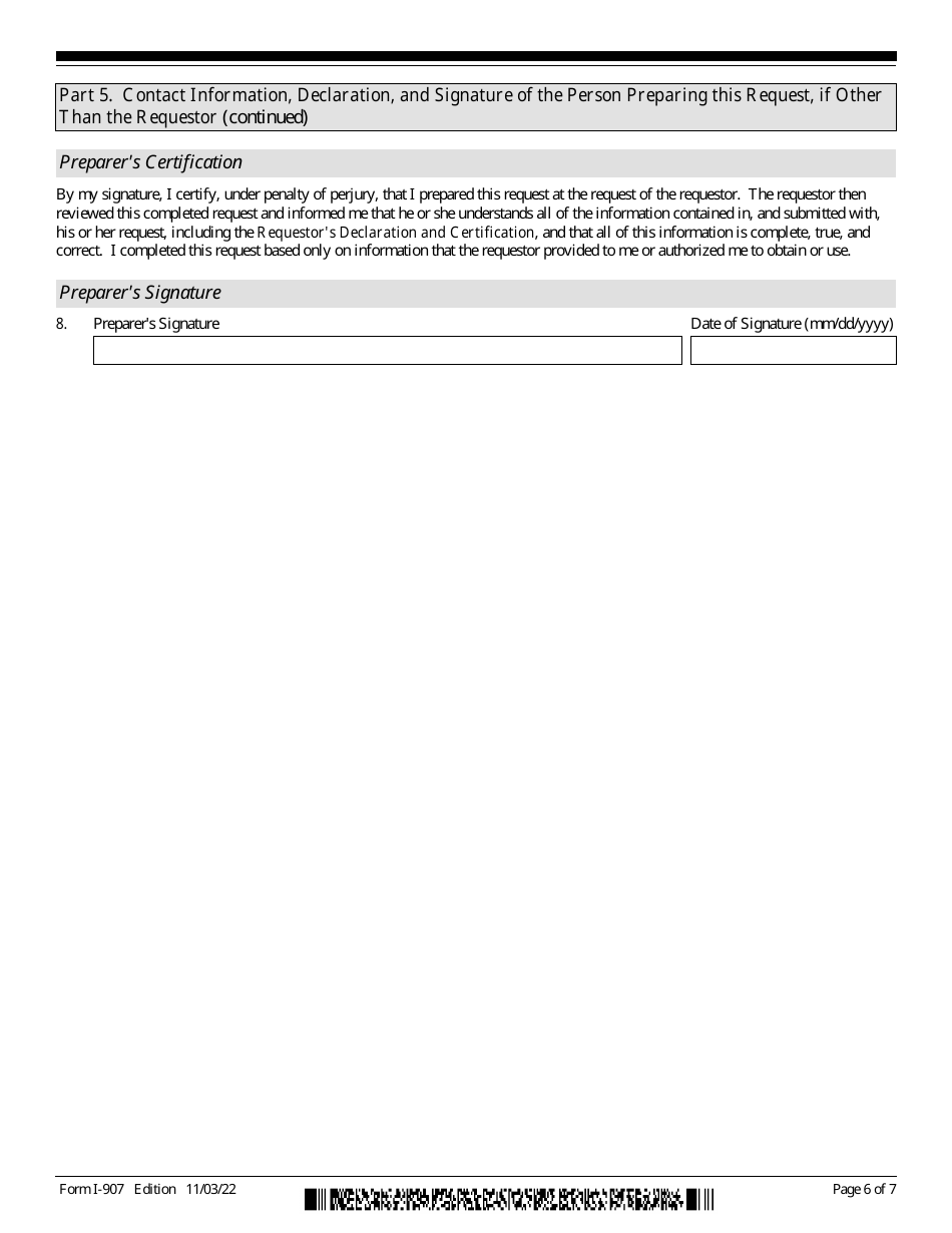 USCIS Form I-907 Request for Premium Processing Service, Page 6