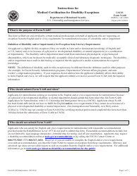 Instructions for USCIS Form N-648 Medical Certification for Disability Exceptions