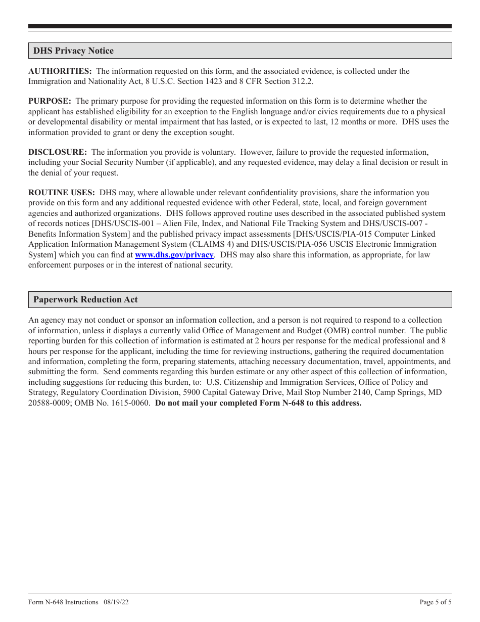 Download Instructions for USCIS Form N648 Medical Certification for