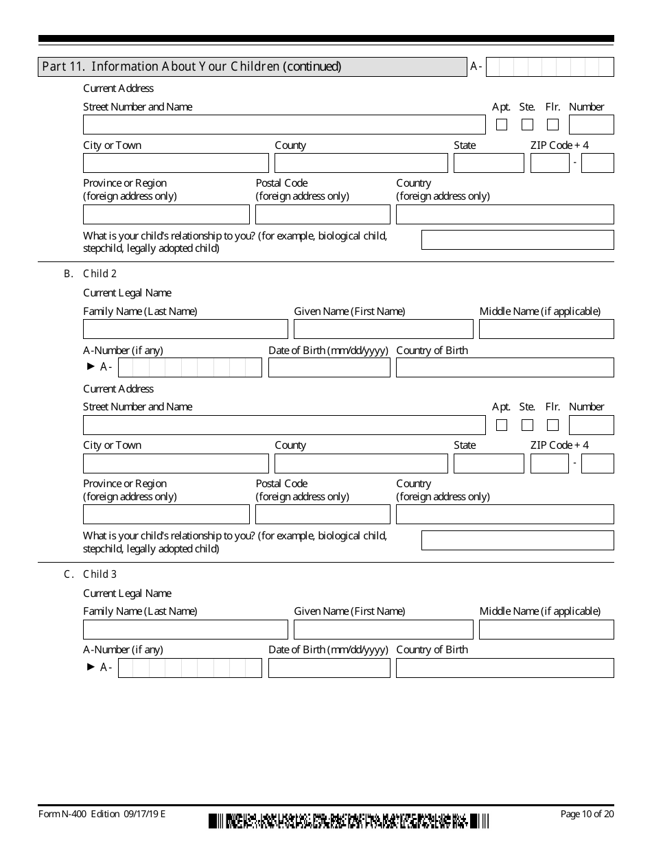 USCIS Form N-400 Application for Naturalization, Page 10