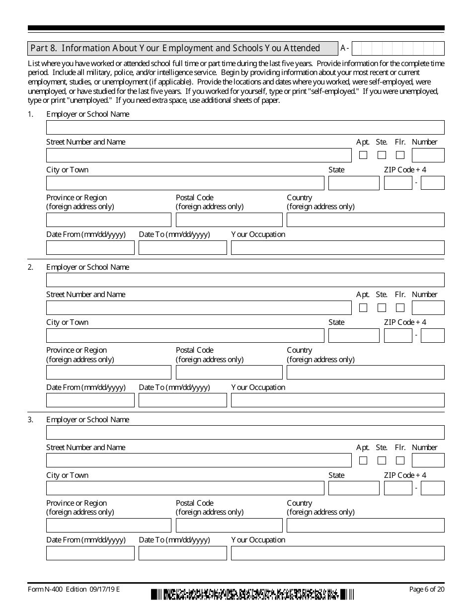 Uscis Form N 400 Fill Out Sign Online And Download Fillable Pdf