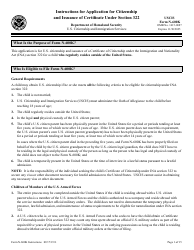 Document preview: Instructions for USCIS Form N-600K Application for Citizenship and Issuance of Certificate Under Section 322