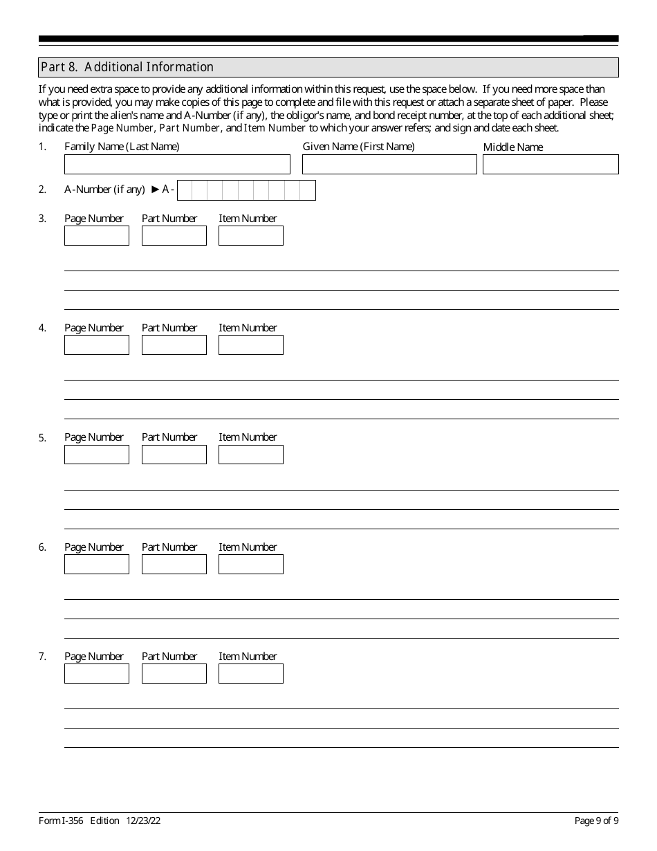 USCIS Form I-356 Download Fillable PDF or Fill Online Request for ...