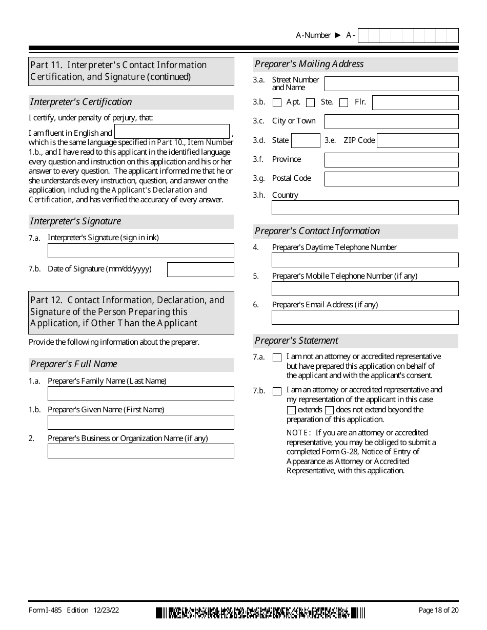 USCIS Form I-485 Application to Register Permanent Residence or Adjust Status, Page 18