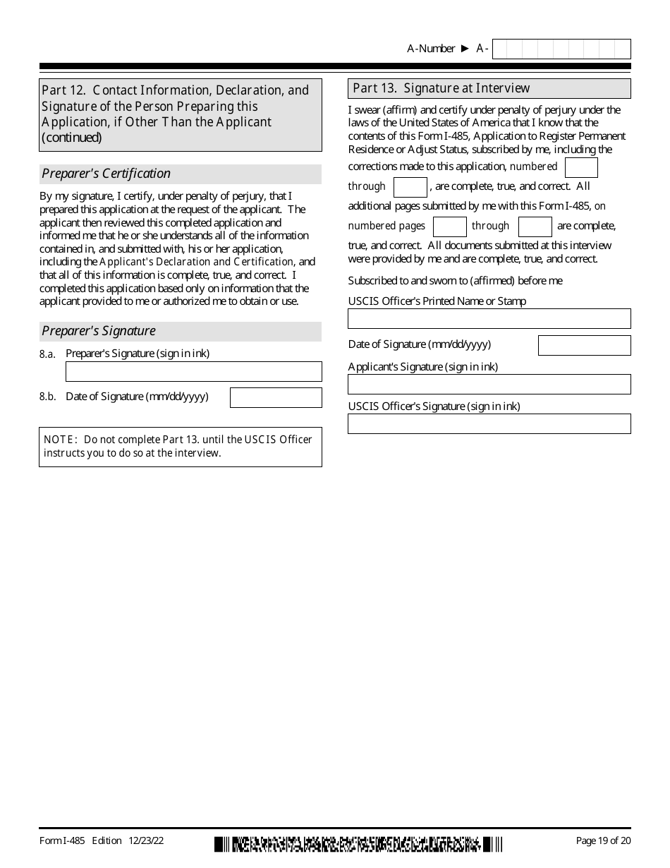 Uscis Form I 485 Download Fillable Pdf Or Fill Online Application To Register Permanent 9337