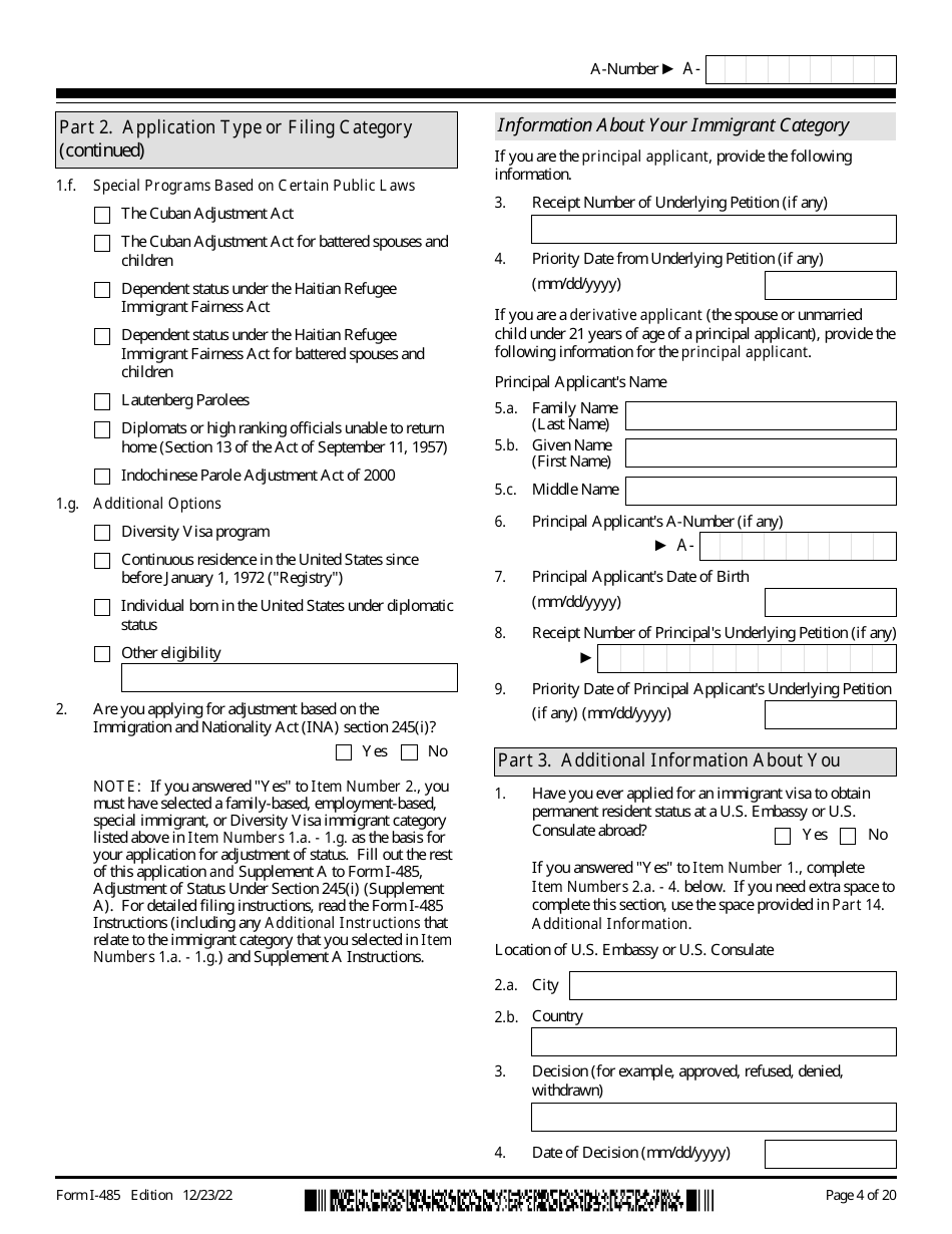 USCIS Form I-485 Application to Register Permanent Residence or Adjust Status, Page 4