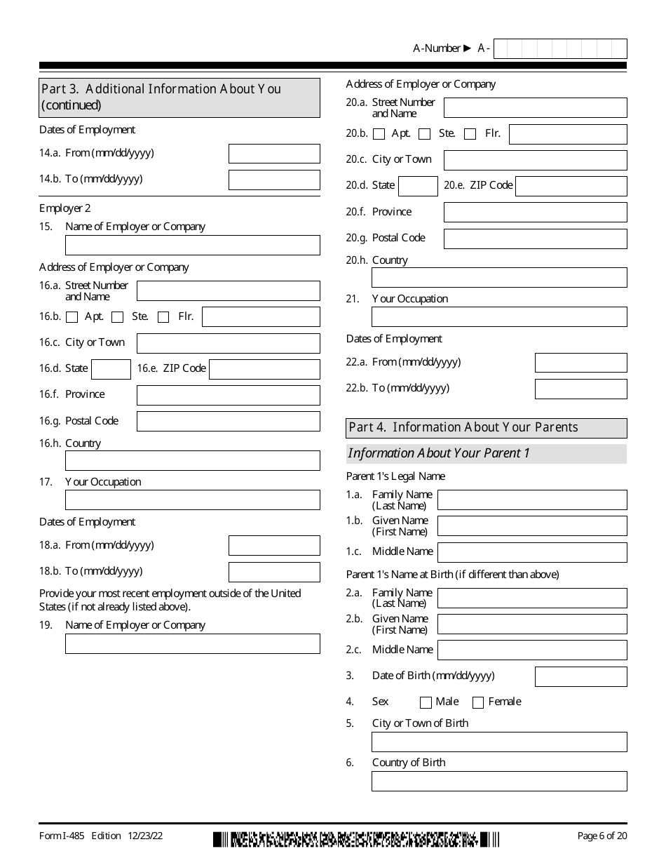 USCIS Form I-485 Application to Register Permanent Residence or Adjust Status, Page 6