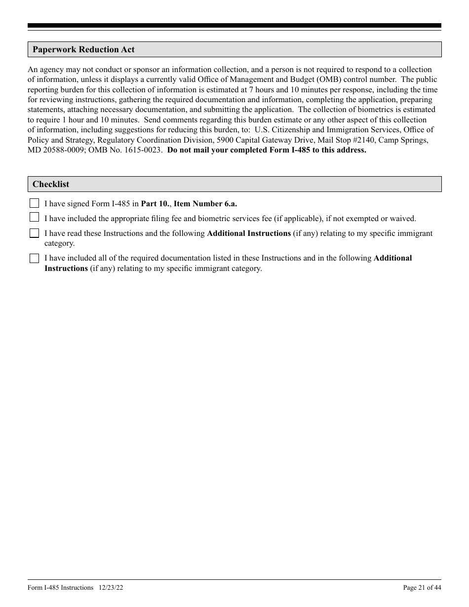 Instructions for USCIS Form I-485 Application to Register Permanent Residence or Adjust Status, Page 21