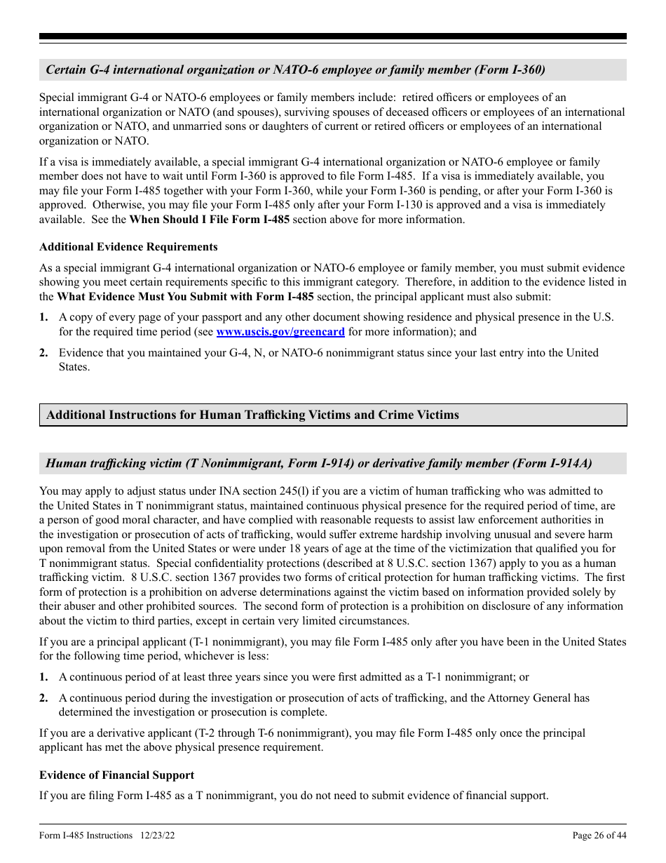 Instructions for USCIS Form I-485 Application to Register Permanent Residence or Adjust Status, Page 26