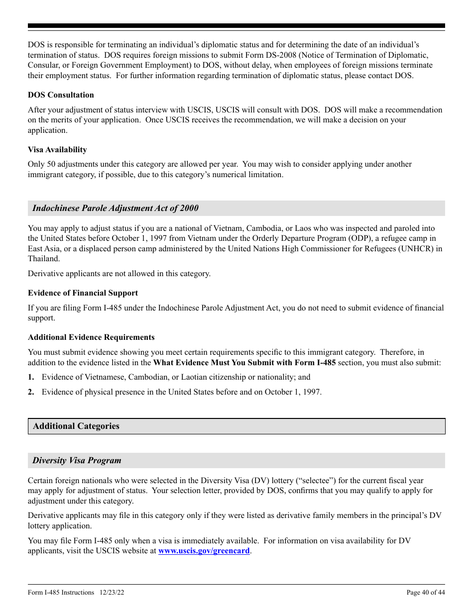 Instructions for USCIS Form I-485 Application to Register Permanent Residence or Adjust Status, Page 40
