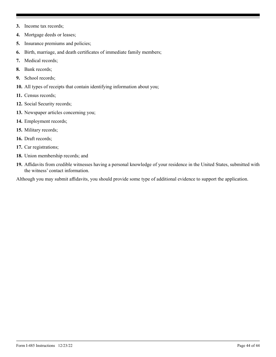 Instructions for USCIS Form I-485 Application to Register Permanent Residence or Adjust Status, Page 44