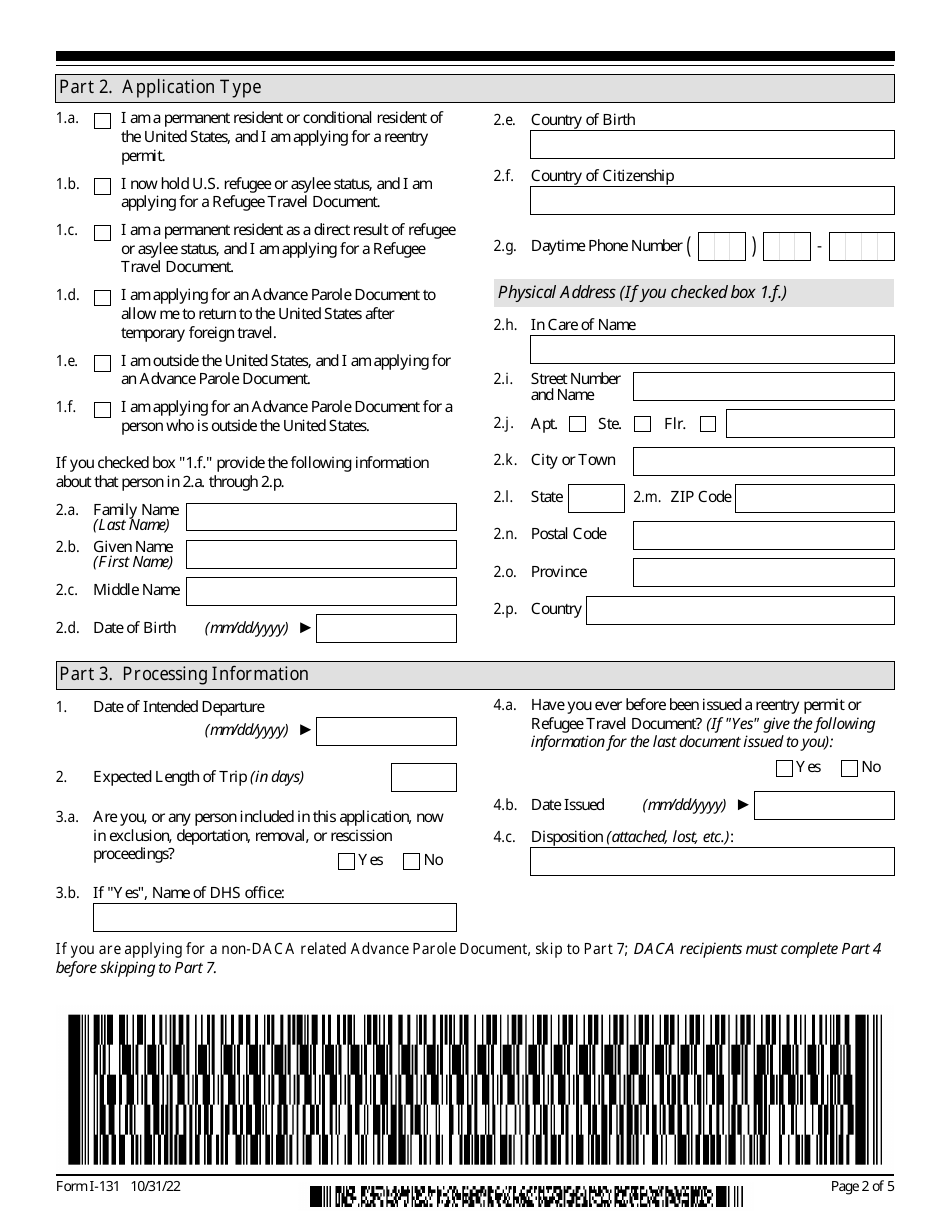 i 131 application for travel document processing time