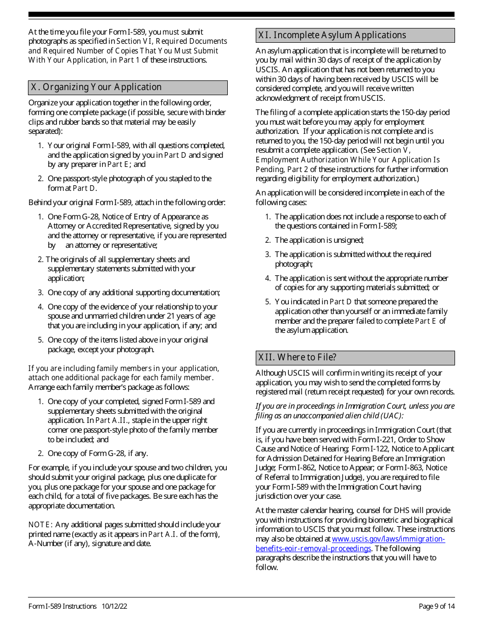 Download Instructions For Uscis Form I 589 Application For Asylum And For Withholding Of Removal 