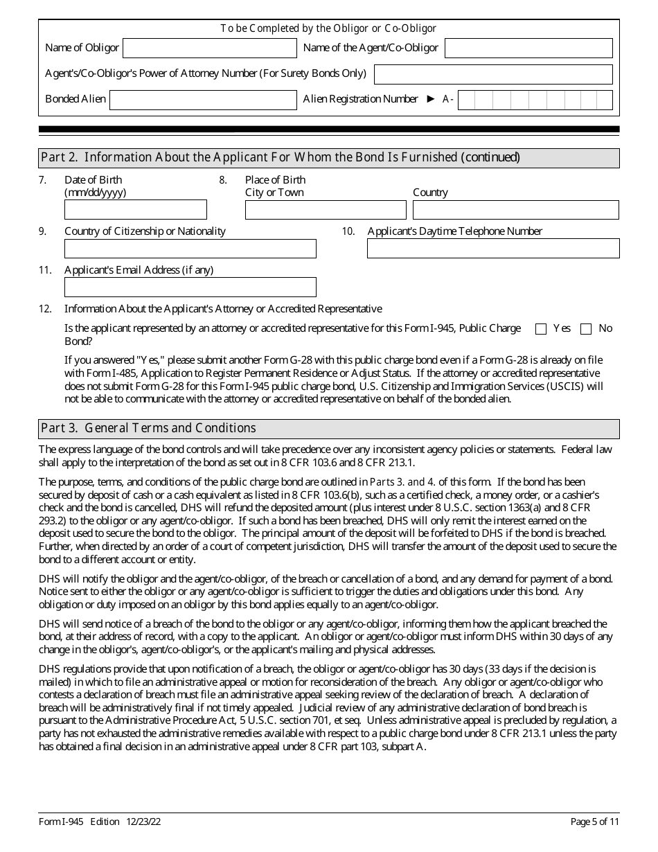 USCIS Form I-945 Public Charge Bond, Page 5
